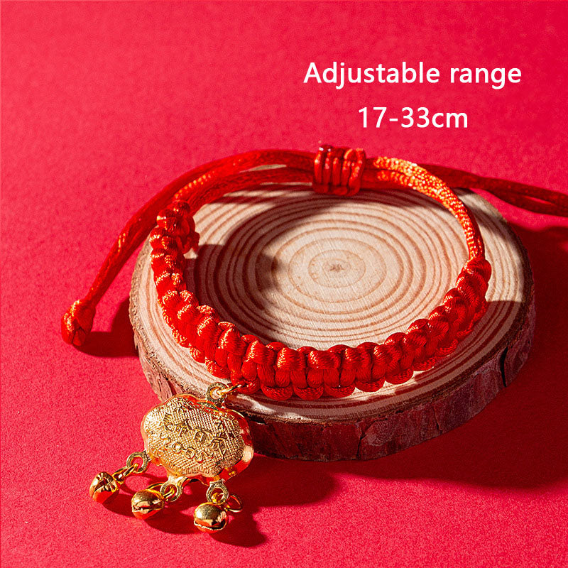 Cat Collar Red Rope With Lucky Bell & Lock - Good Fortune canrusupet