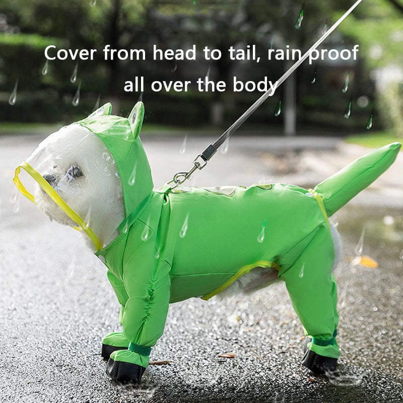 Dog Raincoat Waterproof 4-Legs Tail Protector For Small Dogs canrusupet