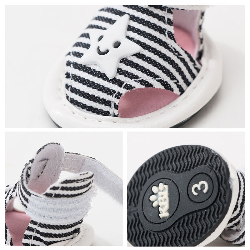 Breathable Dog Boots For Small Dog | Striped Canvas Soft-Sole canrusupet