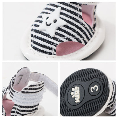 Breathable Dog Boots For Small Dog | Striped Canvas Soft-Sole canrusupet