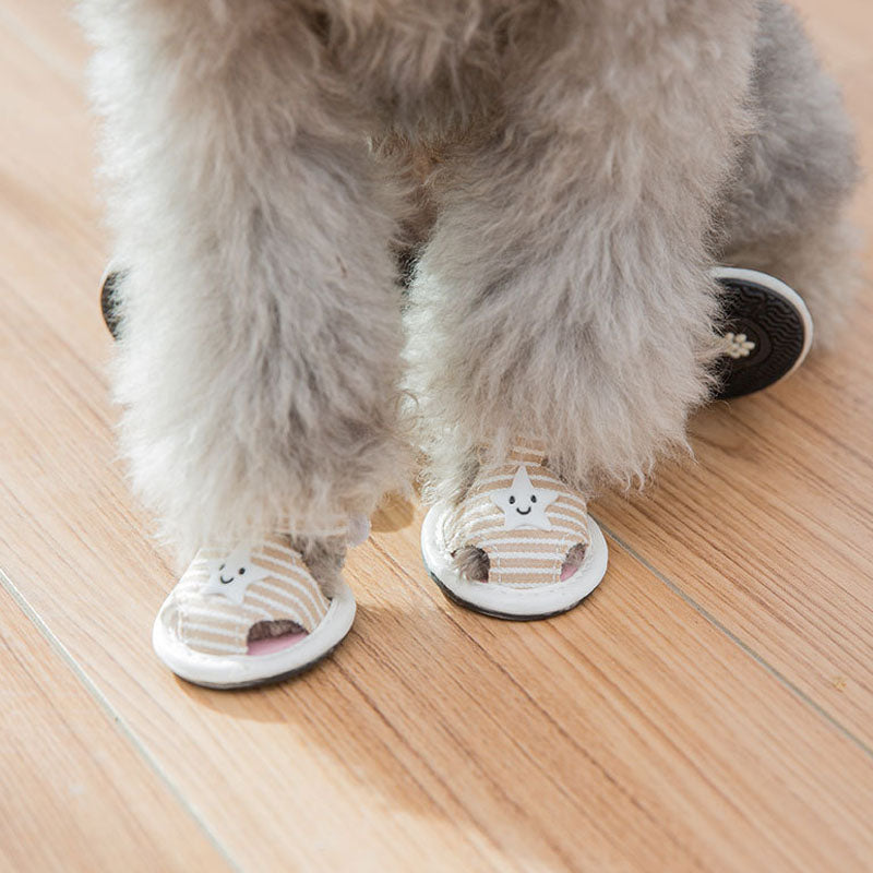 Breathable Dog Boots For Small Dog | Striped Canvas Soft-Sole canrusupet