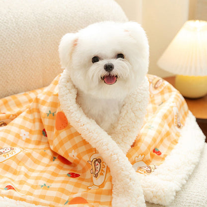 Thickened Lamb Wool Cartoon Style Dog Blanket For Pet canrusupet