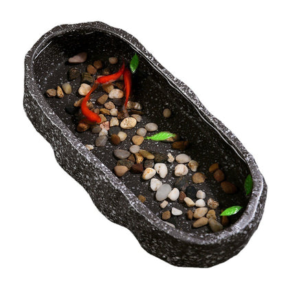 Fish Pond Ancient Landscaping Small Fish Tank Ecological Hydroponic Pond Bowl Basin - canrusupet