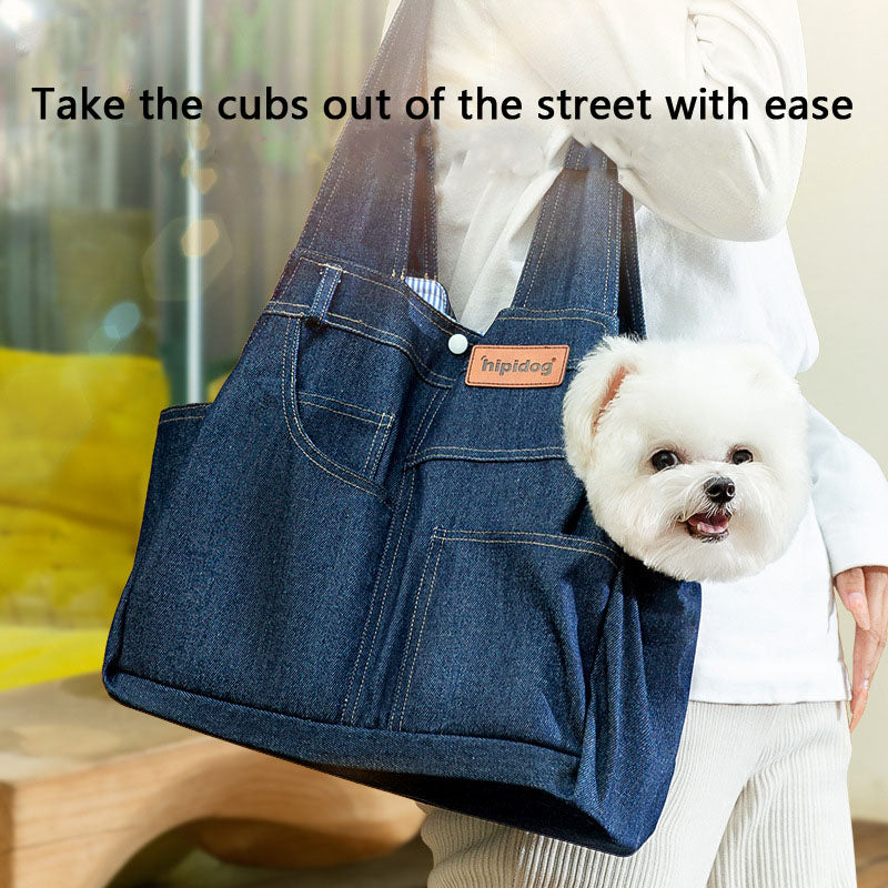 Pet Carrier Bag For Dogs: Spacious Denim Crossbody Backpack canrusupet