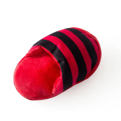 Striped Plush Squeaky Dog Toy Slippers - Durable Chew Toys canrusupet