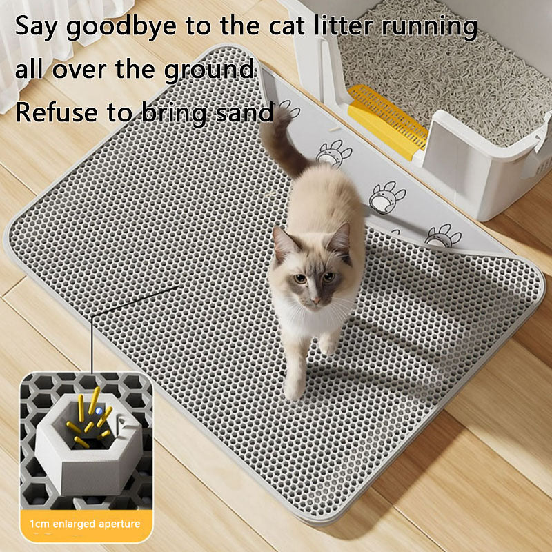 Animal Print Cat Litter Mat | 2-Layer, Anti-Skid, Washable canrusupet