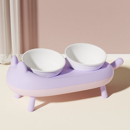 Ceramic Elevated Dog Bowl - Anti-Tip Double Bowl For Pets