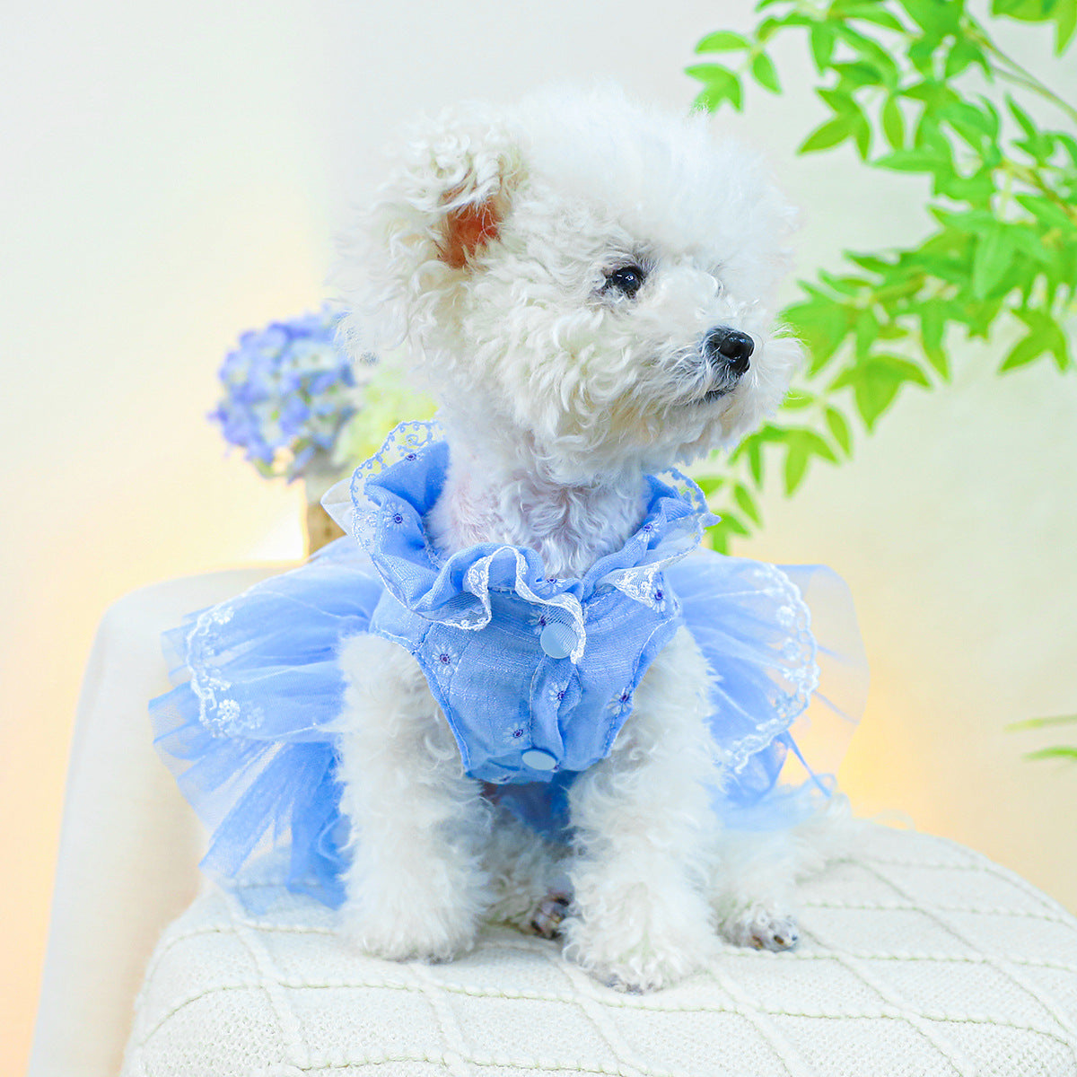 Pet Dog Clothes Waltz Tulle Skirt with bow-knot - canrusupet