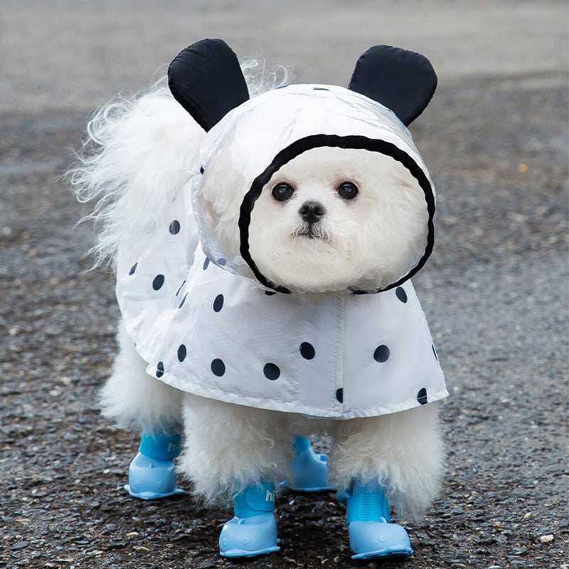 Dog Raincoat Waterproof, Polka Dot Bear Pet Cape Coat canrusupet