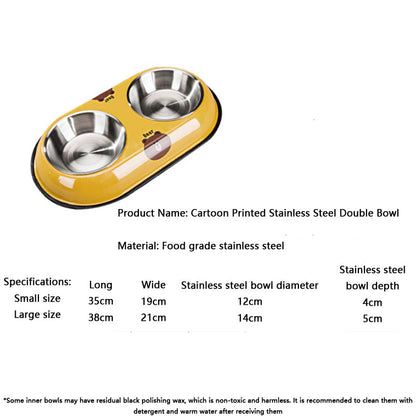 Cartoon Double Bowl Style Stainless Steel Dog Bowl For Pet canrusupet