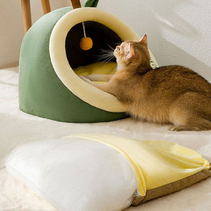 Cute Style Warm Semi-closed Cat Bed For Small Dog And Cat
