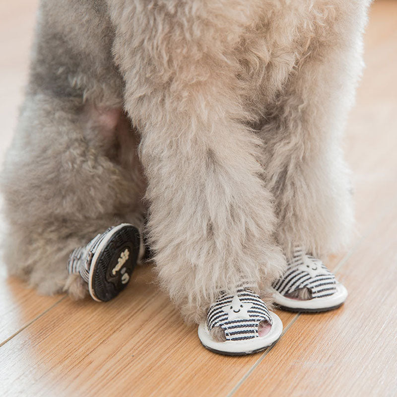 Breathable Dog Boots For Small Dog | Striped Canvas Soft-Sole canrusupet