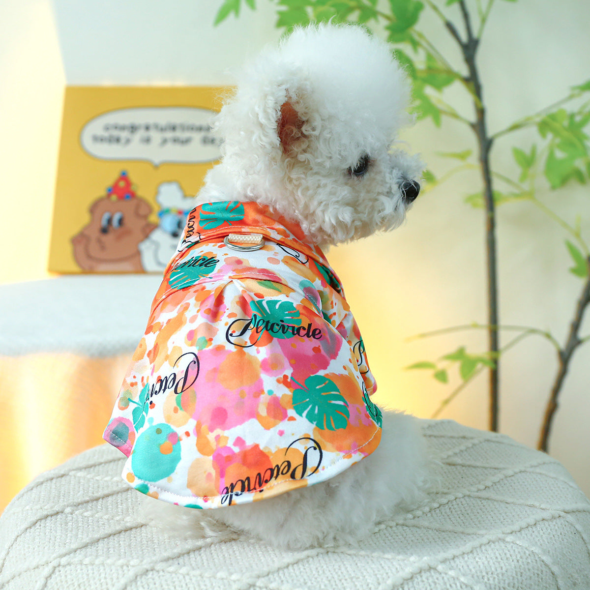 Pet Dog Clothes Colorful Floral Shirt - canrusupet