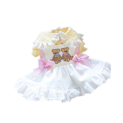 Dog Or Cat Clothes Embroidered Bear Gauze Dress - canrusupet