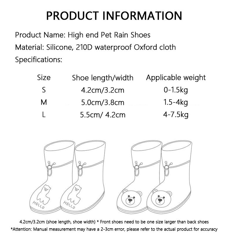 Dog Rain Boots: Waterproof Silicone High-Cuff For Small Dogs canrusupet