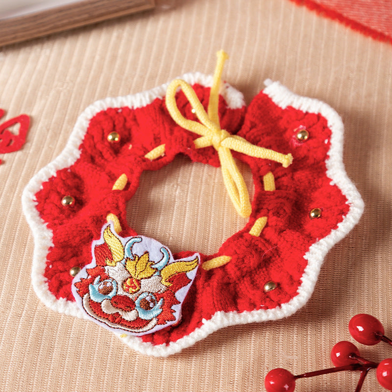 Adjustable Knitted Cat Collar - Christmas & New Year Festive canrusupet