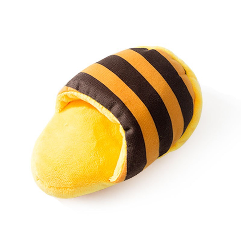 Striped Plush Squeaky Dog Toy Slippers - Durable Chew Toys canrusupet