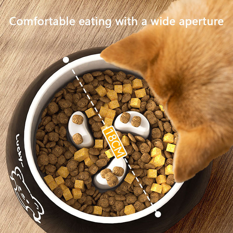 Non-Spill Slow Feeder Melamine Dog Bowl - Large Pet Dish canrusupet