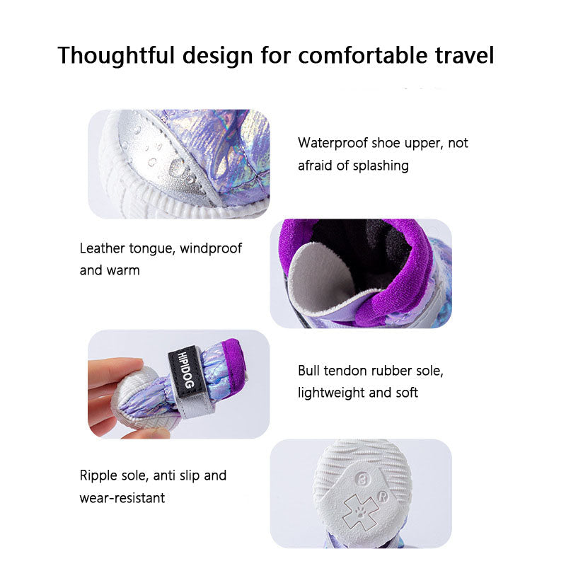 Winter Dog Boots - Thermal Plush Lined Anti-Slip Snow Shoes canrusupet