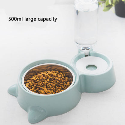 Dog Bowl Stainless Steel Double Dish - Auto Waterer for Pet canrusupet