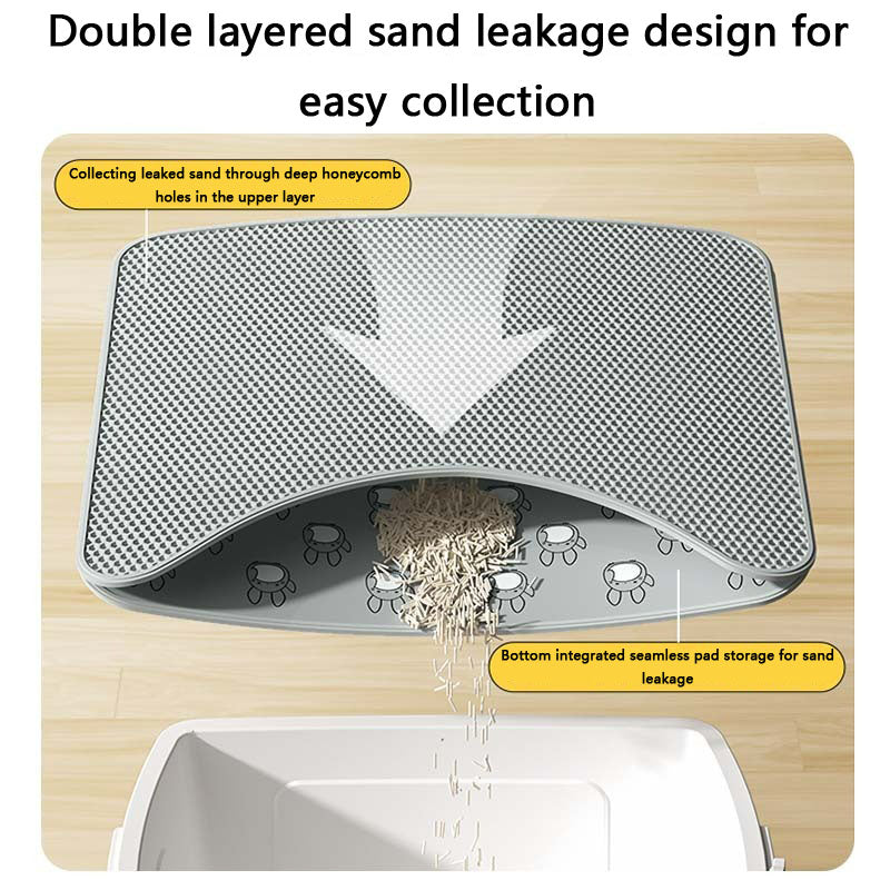 Animal Print Cat Litter Mat | 2-Layer, Anti-Skid, Washable canrusupet