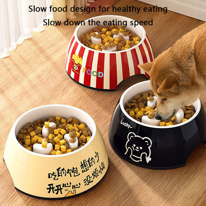 Non-Spill Slow Feeder Melamine Dog Bowl - Large Pet Dish canrusupet
