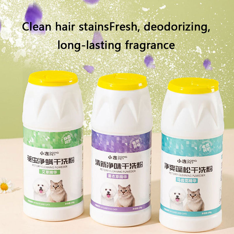 Dog Bath Dry Shampoo Powder - No-Rinse Deodorizing For Pet canrusupet