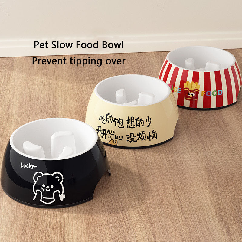 Non-Spill Slow Feeder Melamine Dog Bowl - Large Pet Dish canrusupet