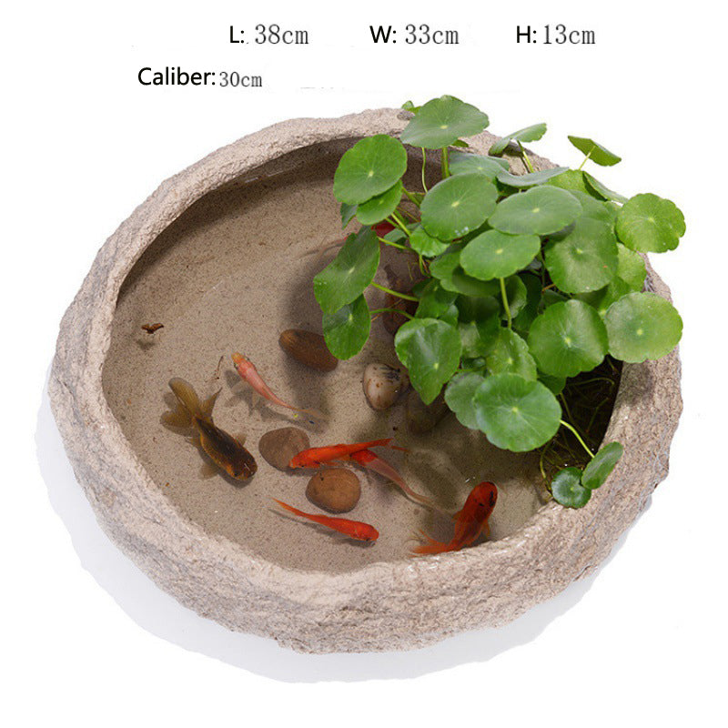 Fish Pond Ancient Landscaping Small Fish Tank Ecological Hydroponic Pond Bowl Basin - canrusupet