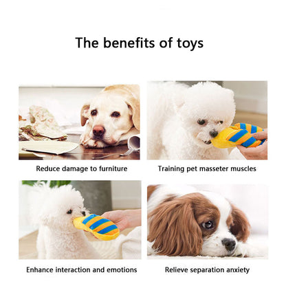 Striped Plush Squeaky Dog Toy Slippers - Durable Chew Toys canrusupet
