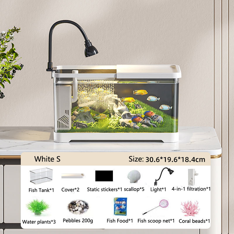 Fish Tank Aquarium Desktop Ecological Goldfish Tank Home Decoration - canrusupet