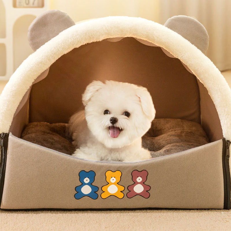 Little Bear Style Semi-closed Mongolian Yurts Dog Kennel canrusupet