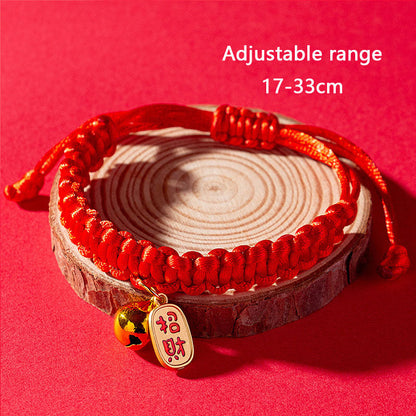 Cat Collar Red Rope With Lucky Bell & Lock - Good Fortune canrusupet