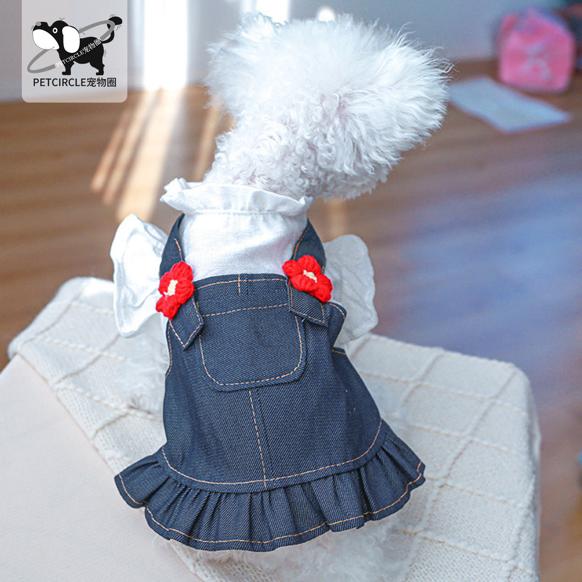 Dog Or Cat Clothes Little Red Flower Suspenders Dress - canrusupet