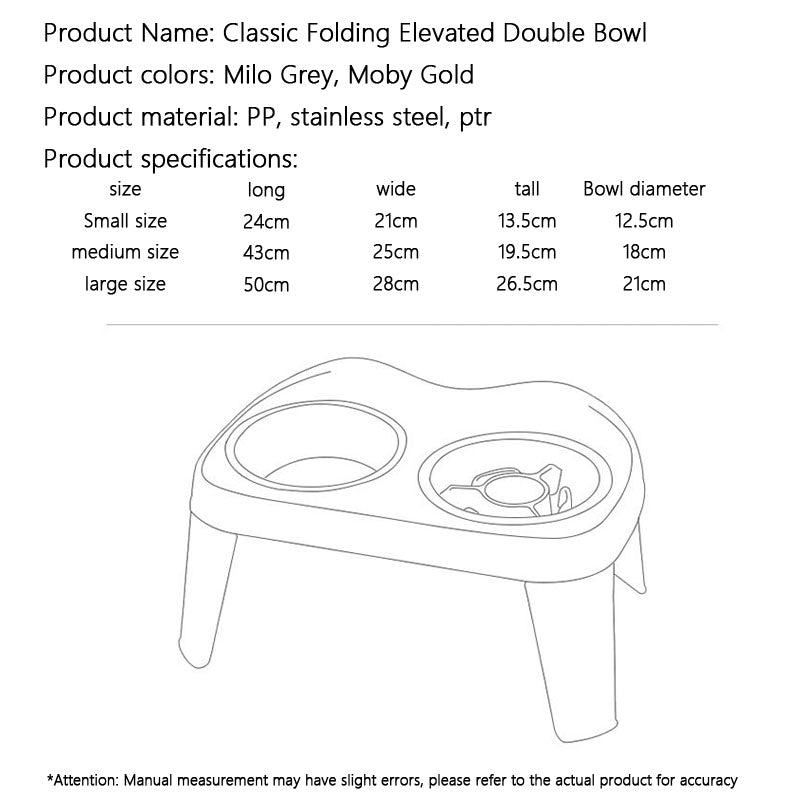 Folding Elevated Double Bowl Style Dog Bowl For Pet canrusupet
