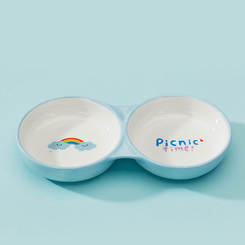 Ceramic Double Bowl Style Dog Bowl For Cats Dogs canrusupet