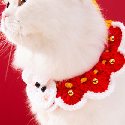 Festive Knit Cat Collar - Handmade Xmas & New Year Pet Gift canrusupet