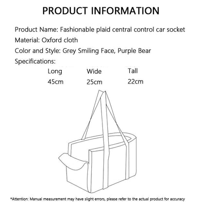 Dog Car Seat Plaid Travel Bed, Portable Pet Carrier For Cars canrusupet