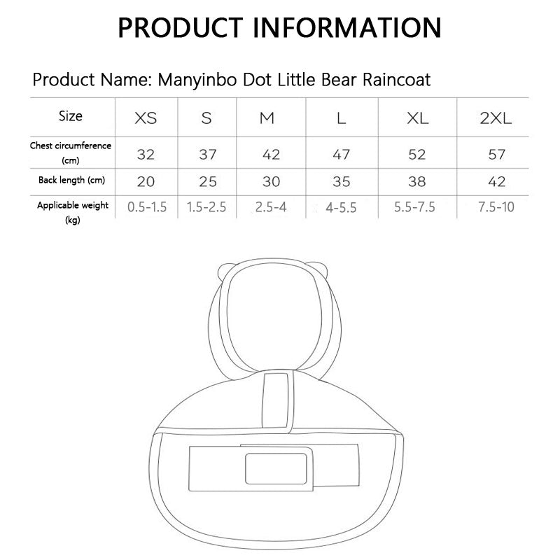 Dog Raincoat Waterproof, Polka Dot Bear Pet Cape Coat canrusupet