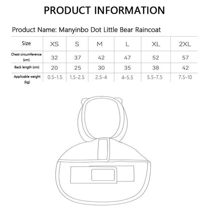 Dog Raincoat Waterproof, Polka Dot Bear Pet Cape Coat canrusupet