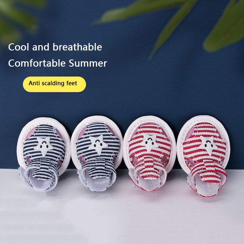 Breathable Dog Boots For Small Dog | Striped Canvas Soft-Sole canrusupet
