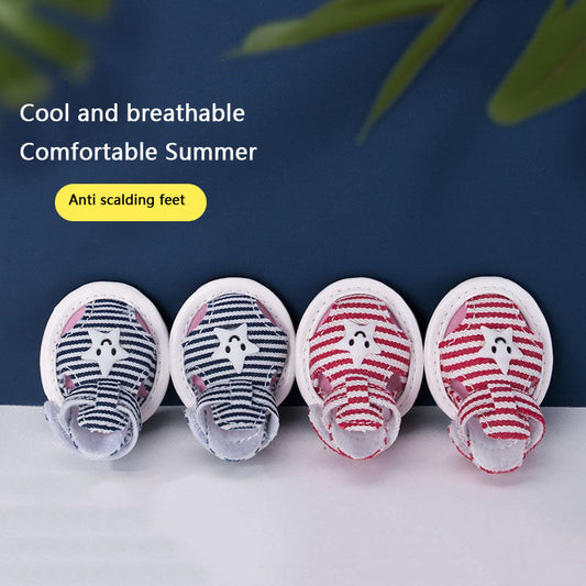 Breathable Dog Boots For Small Dog | Striped Canvas Soft-Sole canrusupet