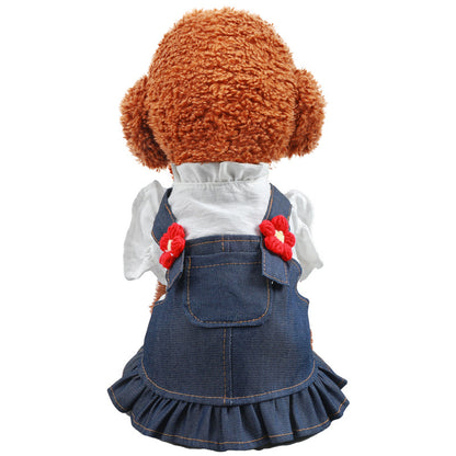 Dog Or Cat Clothes Little Red Flower Suspenders Dress - canrusupet