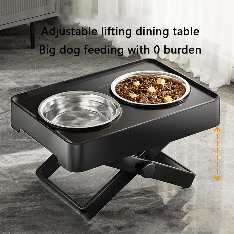 Adjustable Stainless Dog Bowl Elevated Double for Large Dogs canrusupet