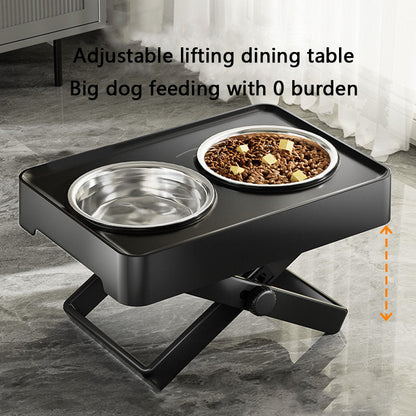 Adjustable Stainless Dog Bowl Elevated Double for Large Dogs canrusupet