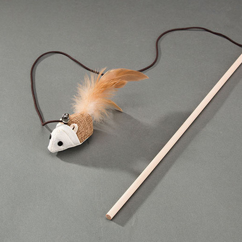 Interactive Cat Toys: Wooden Teaser Wand & Mouse Shape Toy canrusupet