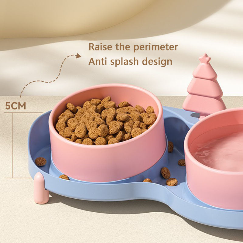 Ceramic Elevated Dog Bowl - Anti-Tip Double Bowl For Pets