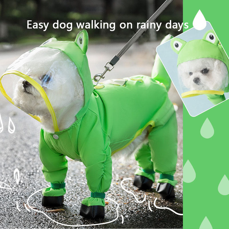 Dog Raincoat Waterproof 4-Legs Tail Protector For Small Dogs canrusupet