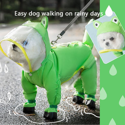 Dog Raincoat Waterproof 4-Legs Tail Protector For Small Dogs canrusupet