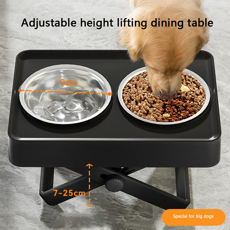 Adjustable Stainless Dog Bowl Elevated Double for Large Dogs canrusupet